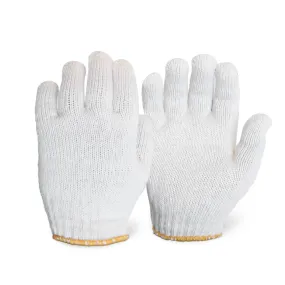 12 Pairs - Economy Natural White Knit Gloves