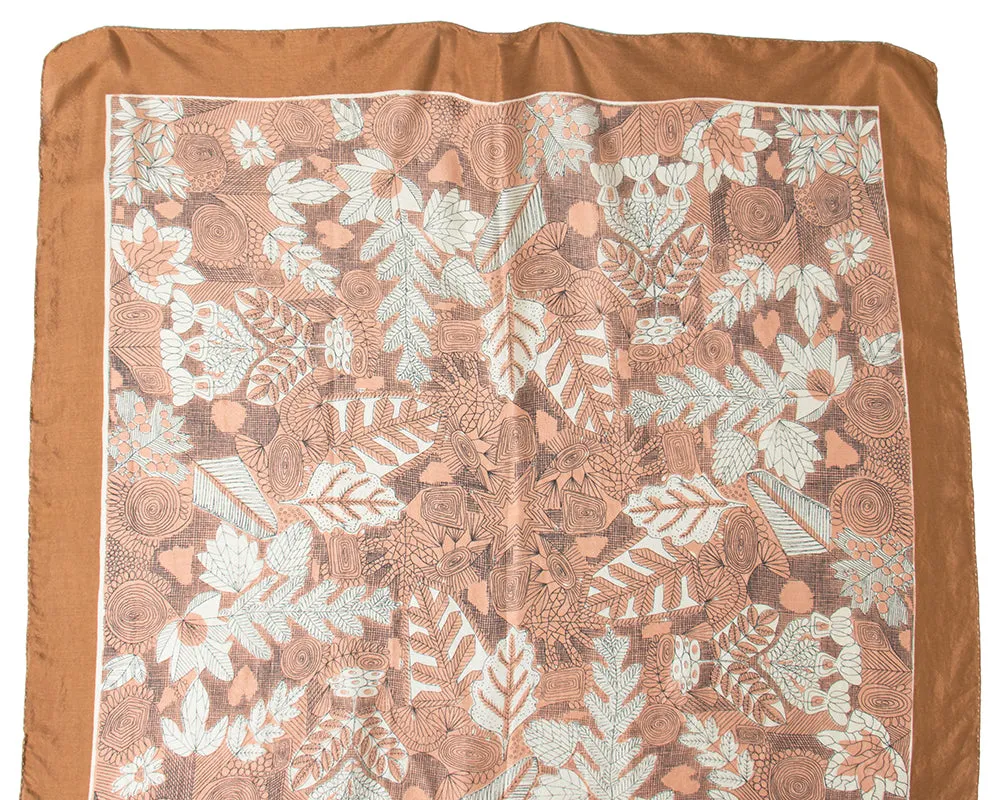 1950s Leaf Printed Silk Scarf