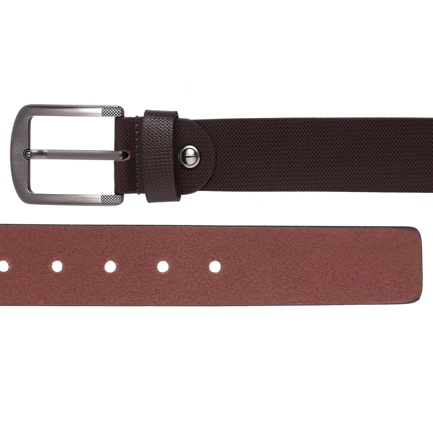 4108 Brown Textured Leather Belt for Men