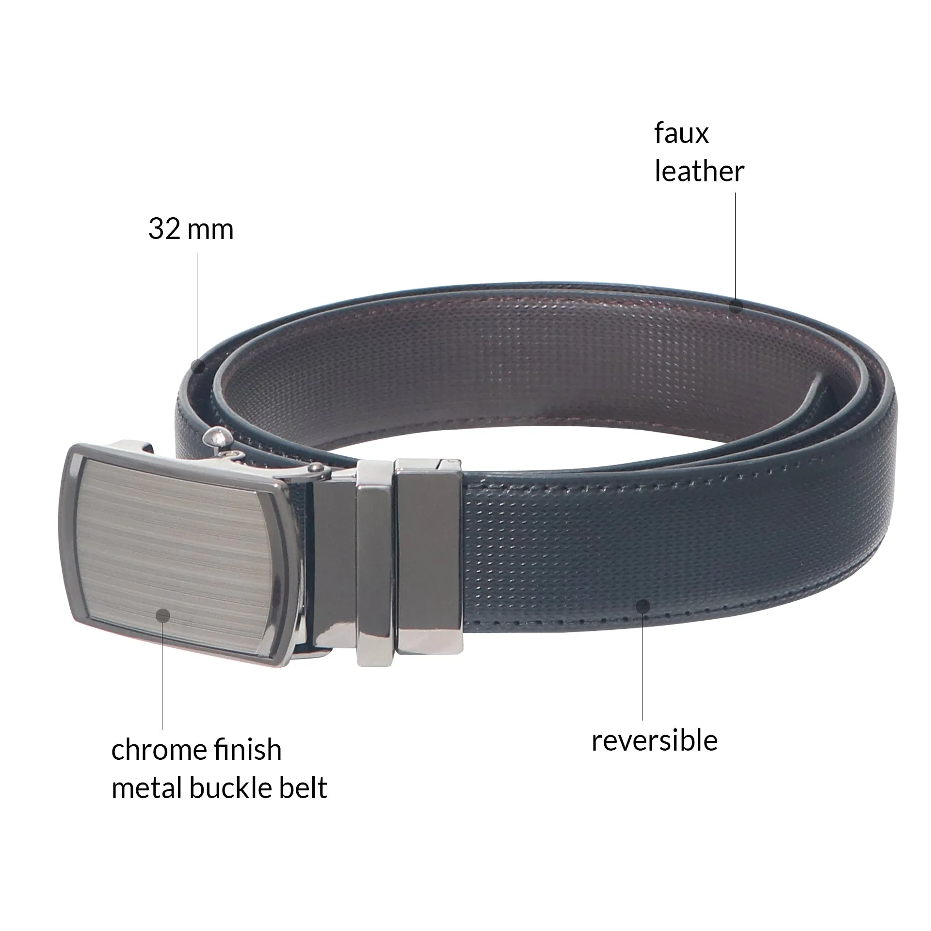 4247 Black & Brown Reversible Textured Belt for Men