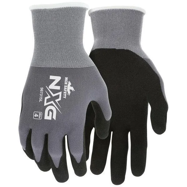 967315M MCR Safety NXG® Gloves, Medium, Nylon, Black, Knit Wrist Cuff