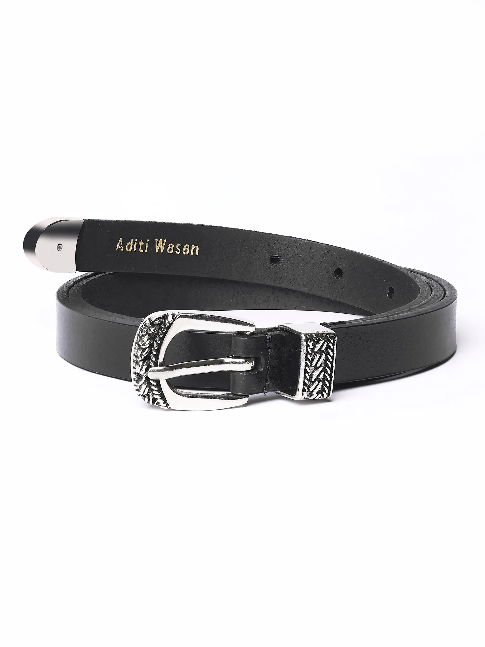 Aditi Wasan Black Solid Genuine Leather Women's Belt