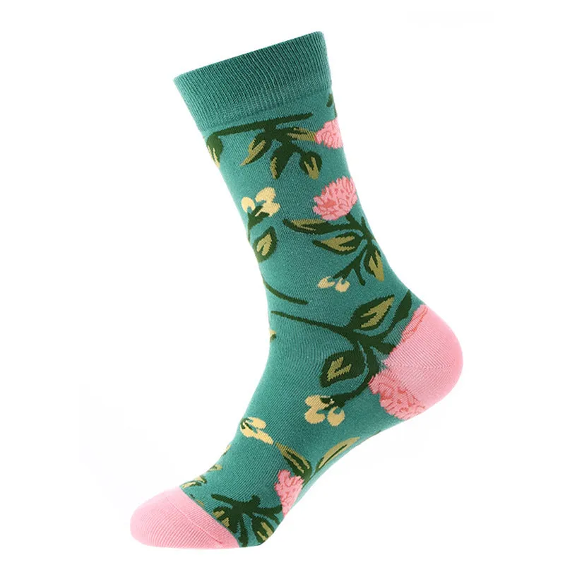 Autumn And Winter Flower Mid-calf Female Cotton Socks