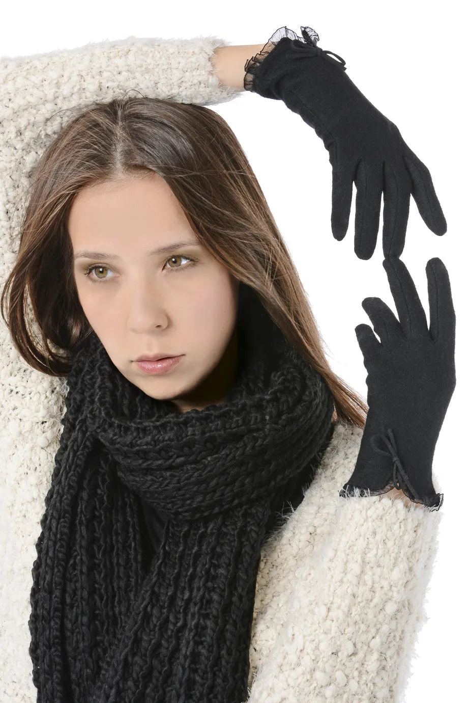 AVICE Black Wool Women Gloves