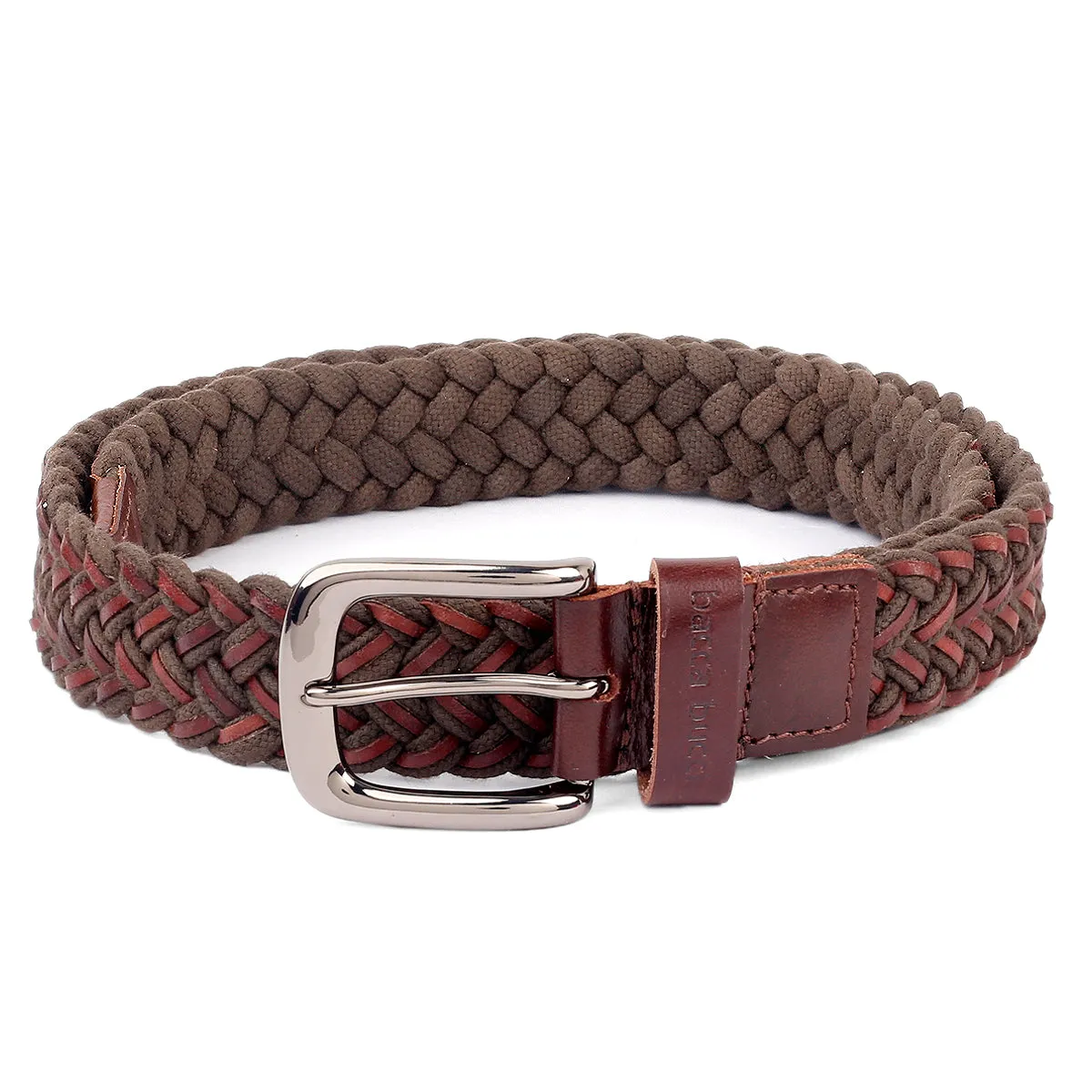 Bacca Bucci Woven leather and Cotton Elastic braided belt for men with Alloy buckle