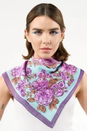 Beauty Embellished Bandana - Teal/Purple Floral - One Size