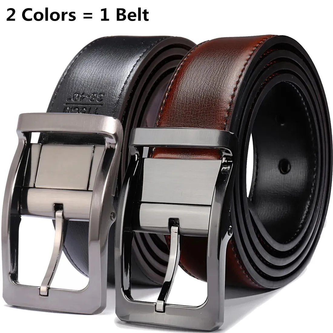 Beltox Fine Men's Reversible Leather Belt in Sizes Medium to 6XL