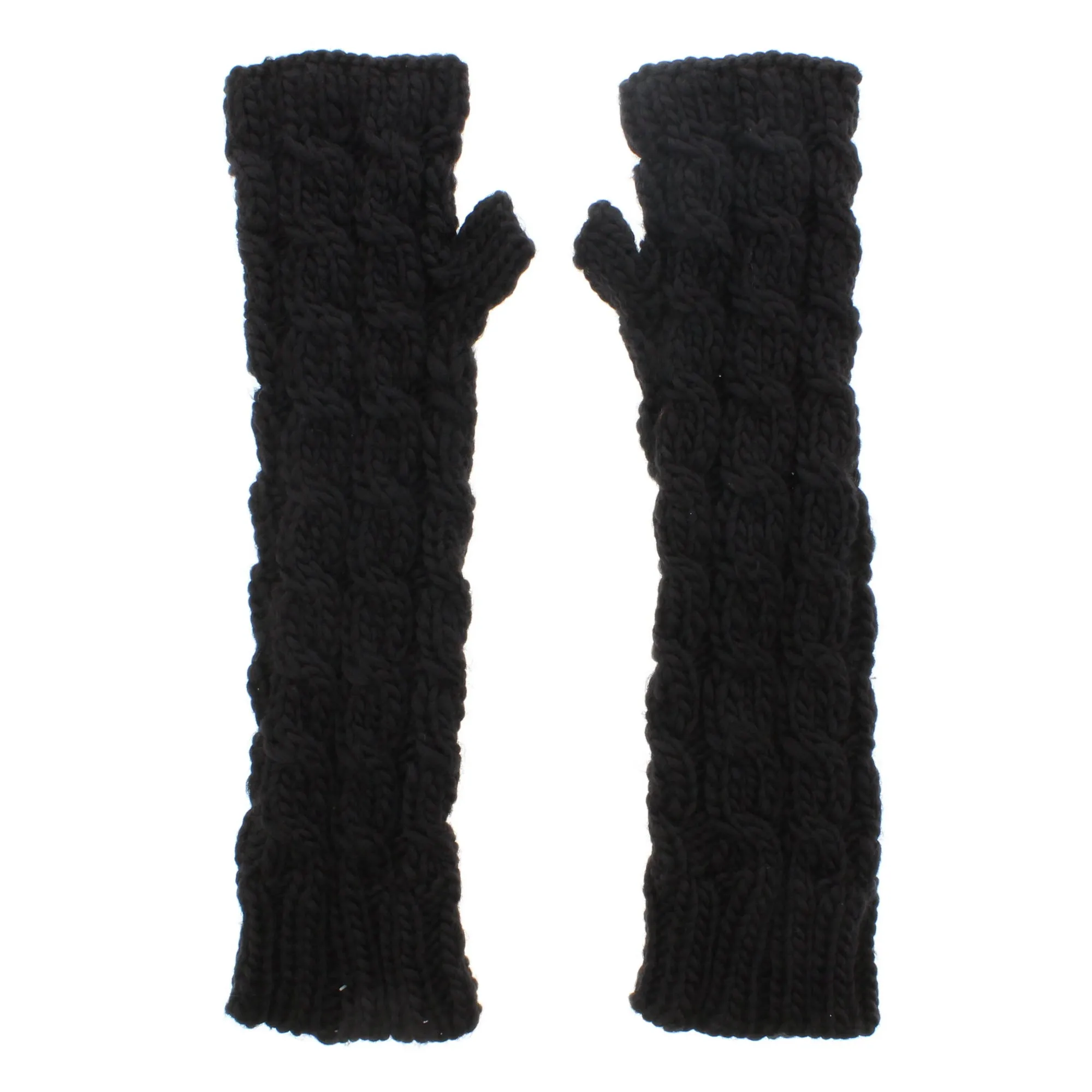 Black Fingerless Wrist Length Hand Warmers