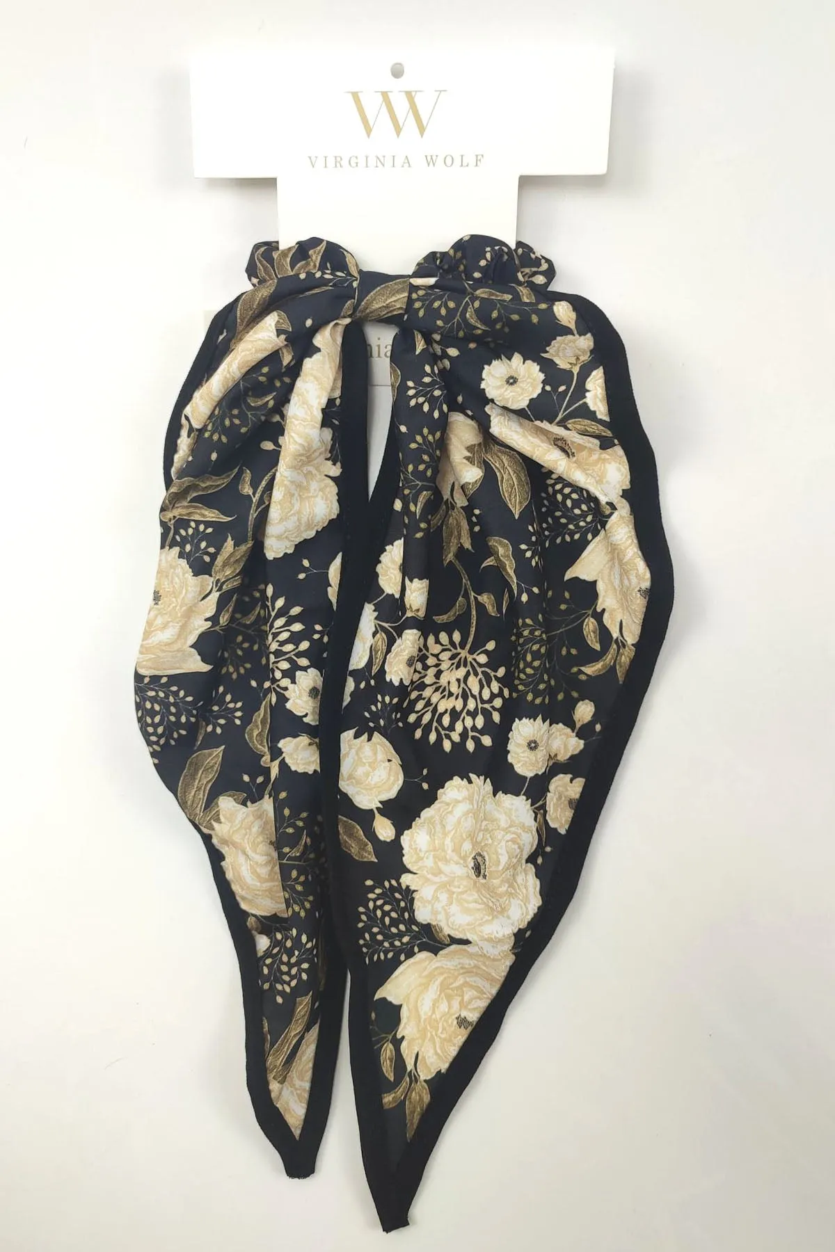 Black Floral Scrunchie Scarf