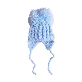 Blue Hand Knitted Pom Pom Hat 6-12M