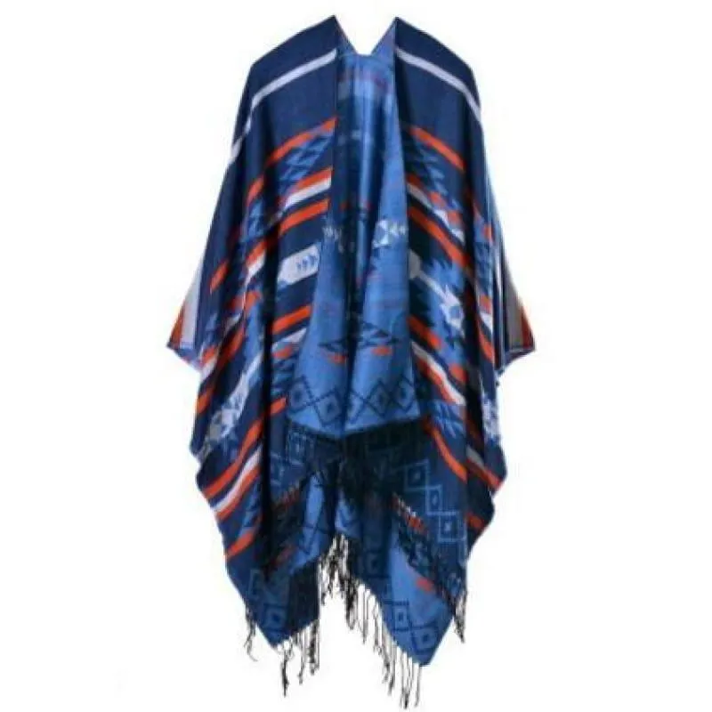 Bohemian Winter Poncho Ethnic Scarf