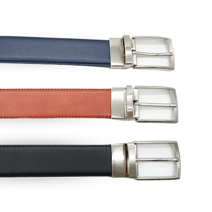 CAMERON - Mens Navy & Black Genuine Leather Reversible Belt