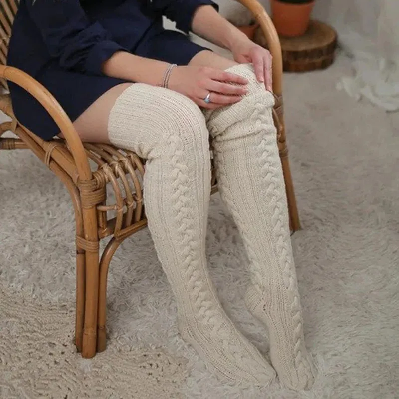 Casual Knitted Socks Thick Warm Over Knee.