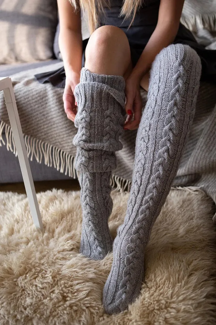 Casual Knitted Socks Thick Warm Over Knee.