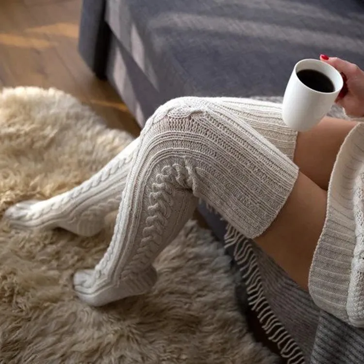 Casual Knitted Socks Thick Warm Over Knee.