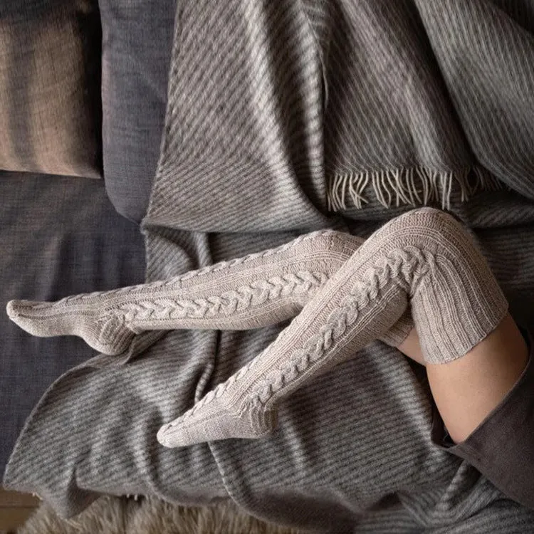 Casual Knitted Socks Thick Warm Over Knee.