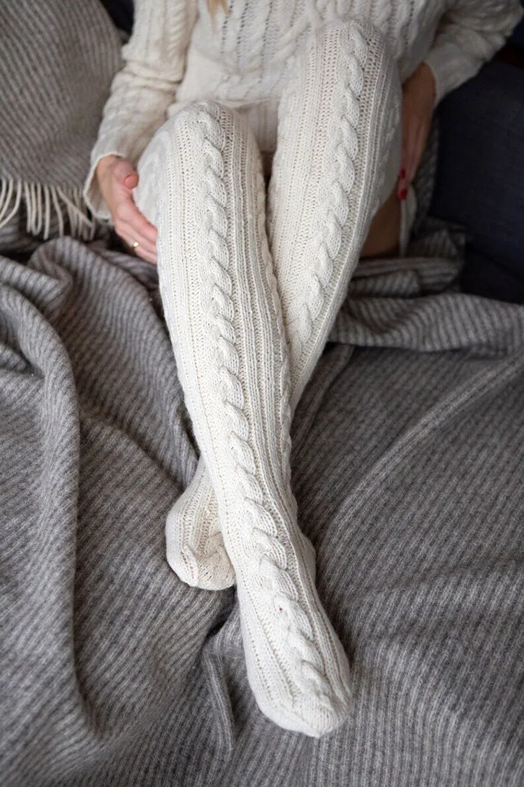 Casual Knitted Socks Thick Warm Over Knee.