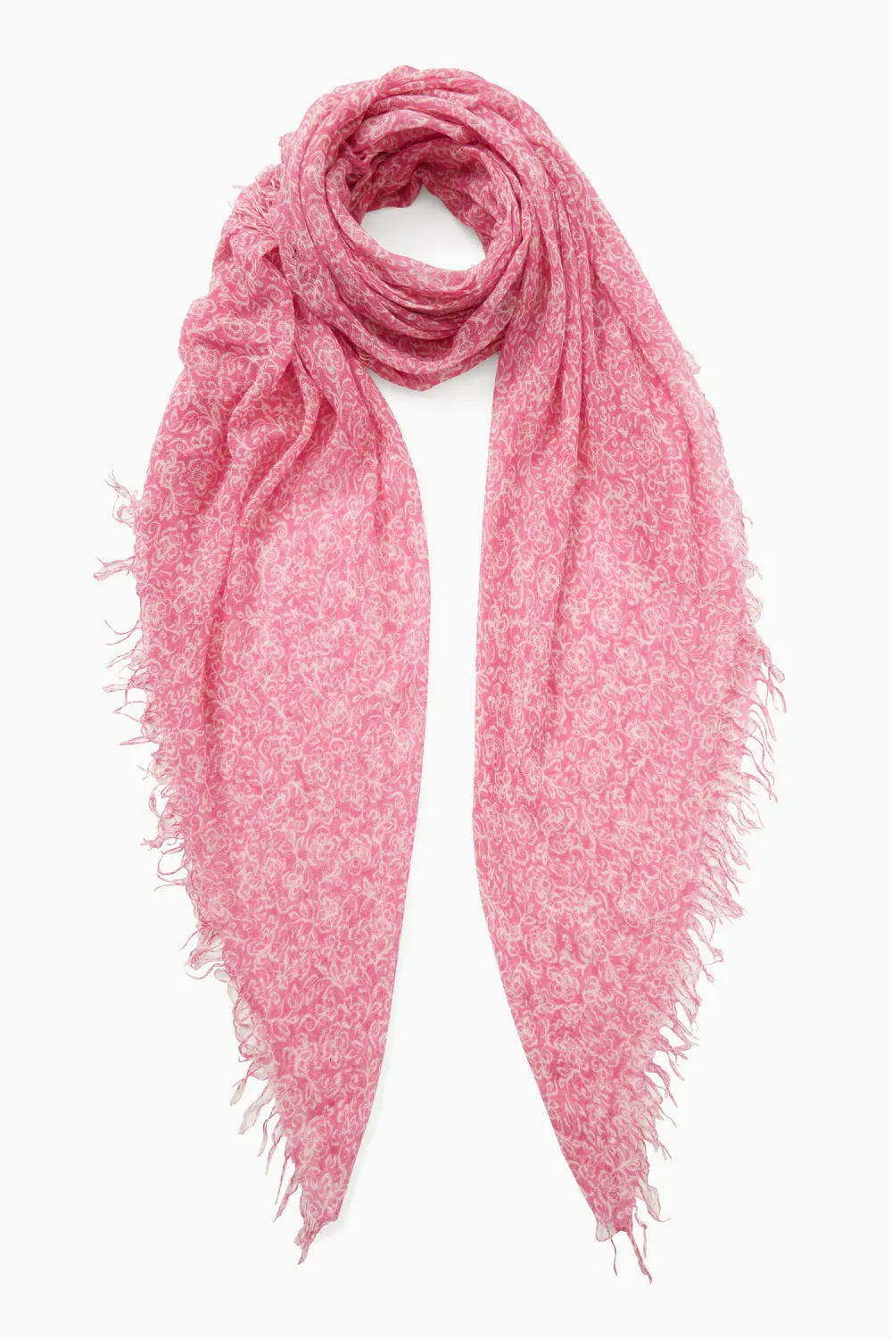 Chan Luu- Cashmere & Silk Hibiscus Print Scarf- Sachet Pink