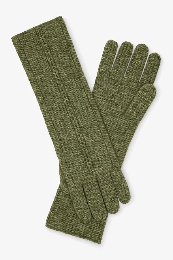 Circle Cable Gloves - Cashmere :: Olive