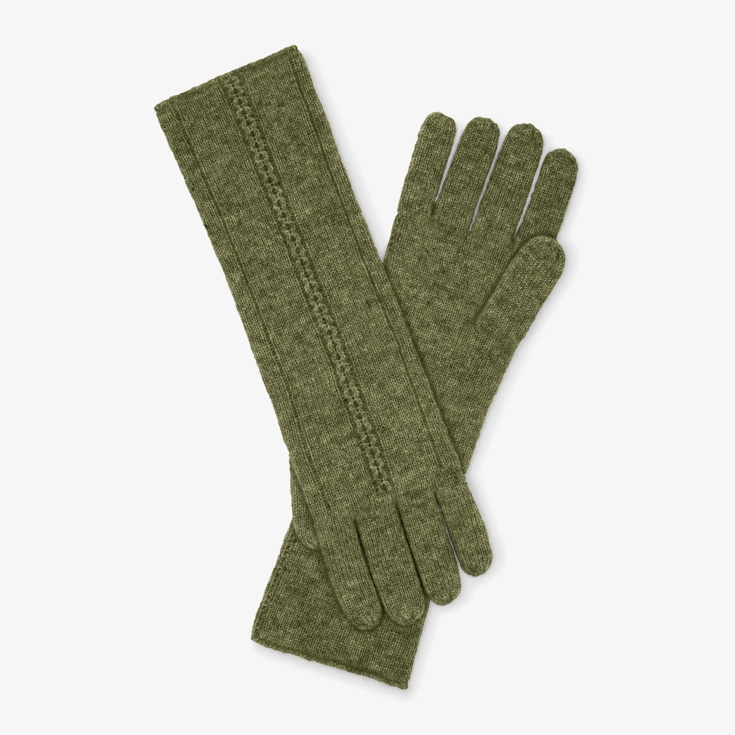 Circle Cable Gloves - Cashmere :: Olive