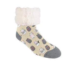 City Cat Champagne - Recycled Slipper Socks