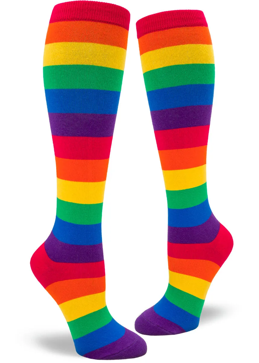 Classic Rainbow Striped Knee Socks