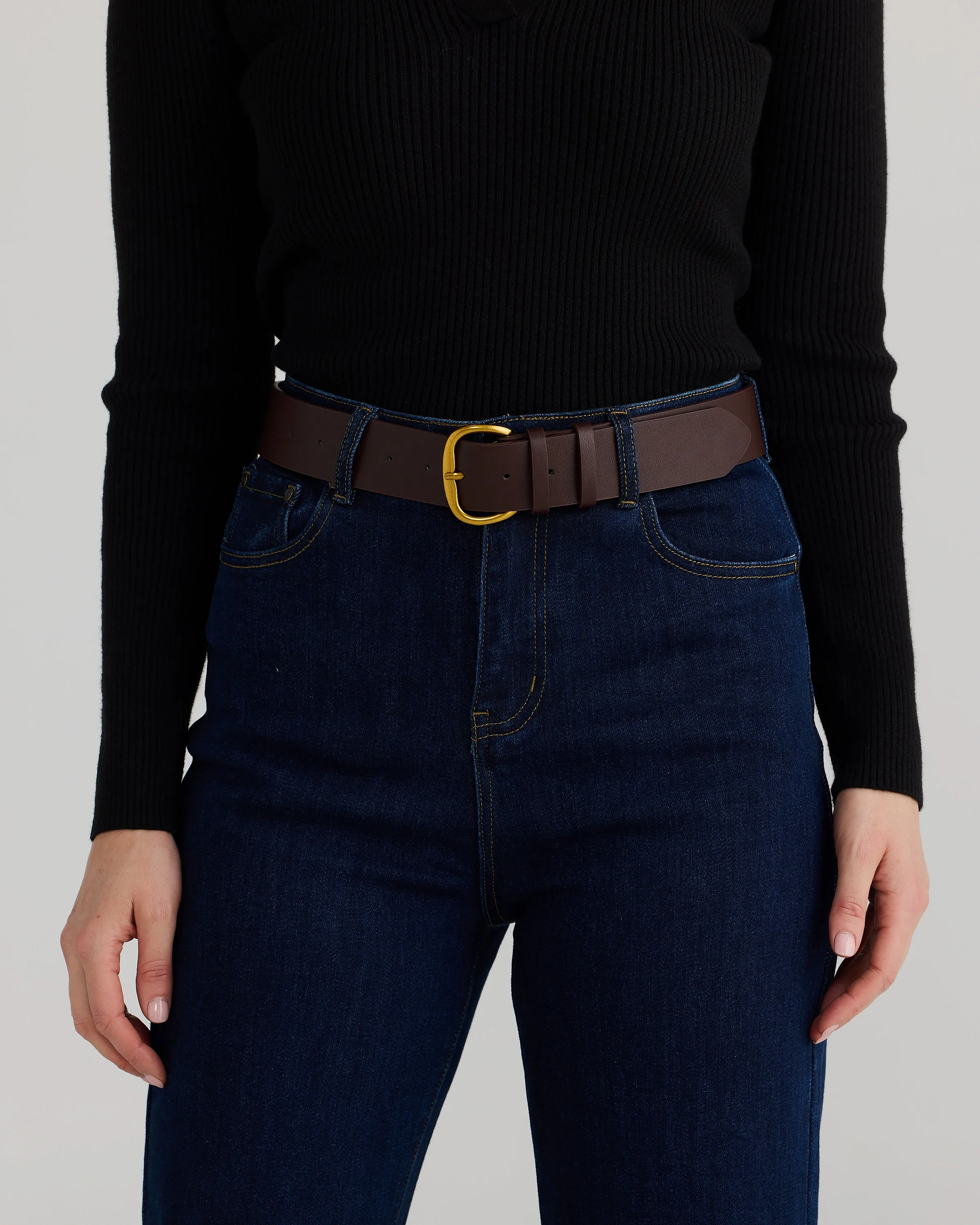 Core Wide Vegan Leather Belt - Chocolate