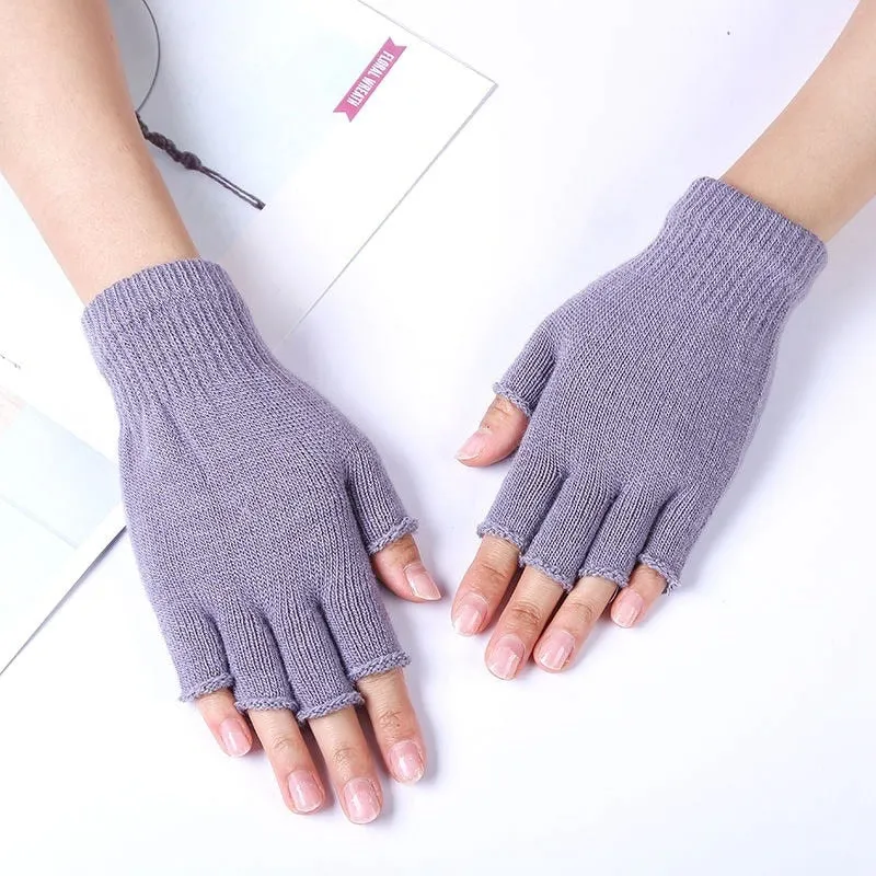 Cozy and Stretchy Knitted Half Finger Wrist Gloves