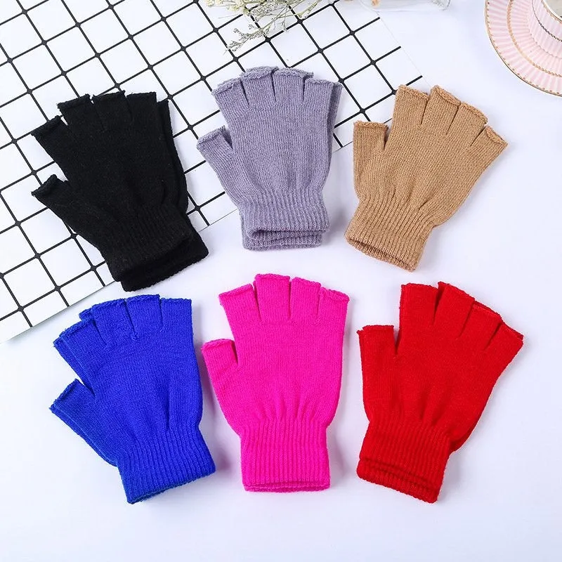 Cozy and Stretchy Knitted Half Finger Wrist Gloves