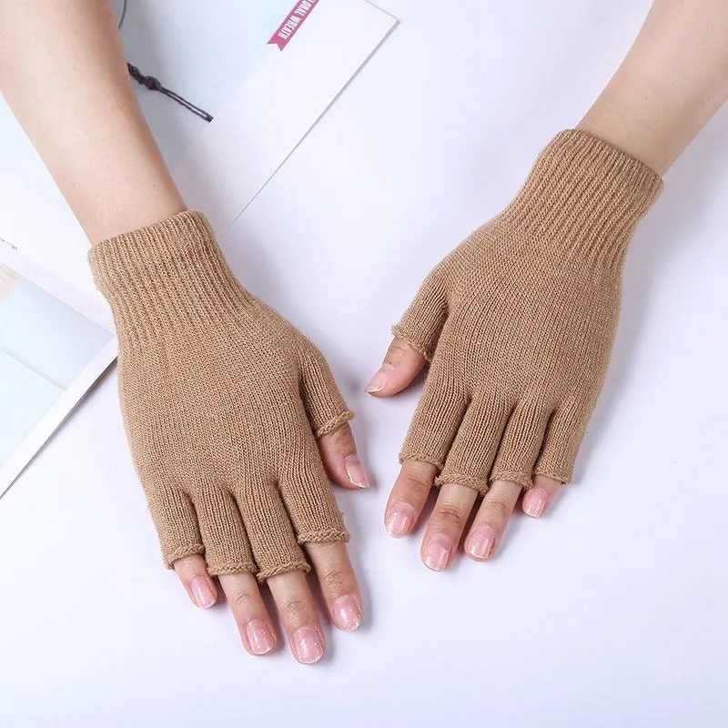 Cozy and Stretchy Knitted Half Finger Wrist Gloves