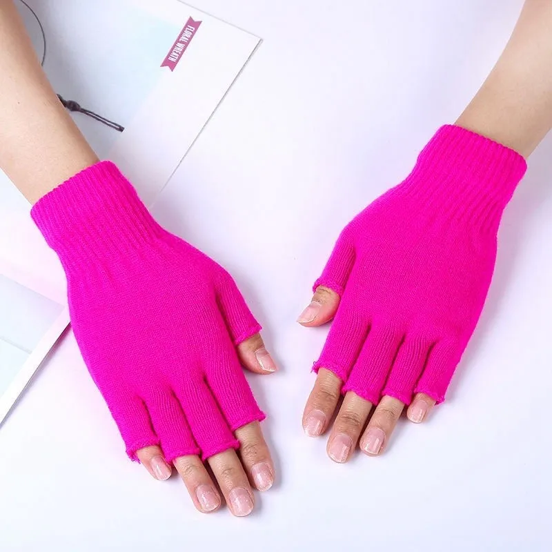 Cozy and Stretchy Knitted Half Finger Wrist Gloves