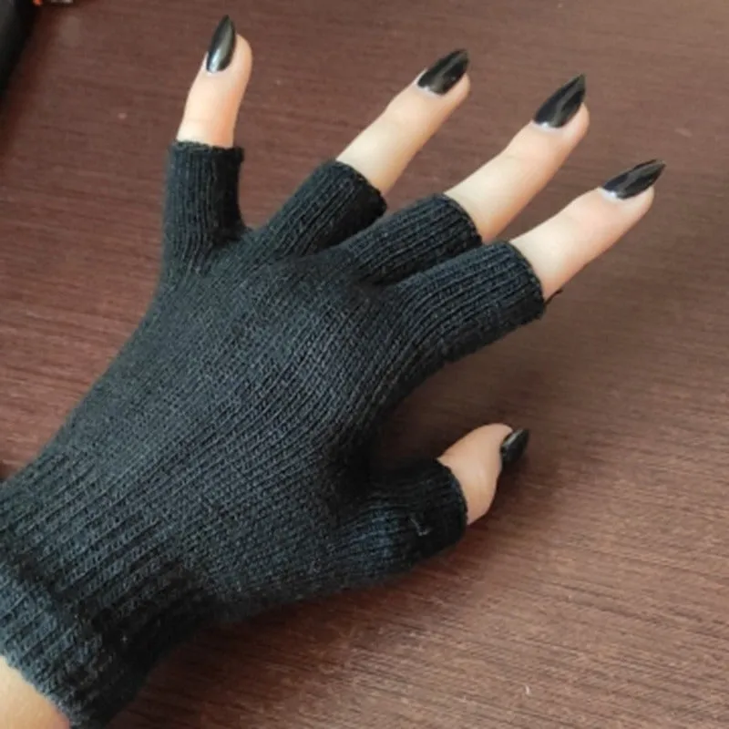 Cozy and Stretchy Knitted Half Finger Wrist Gloves