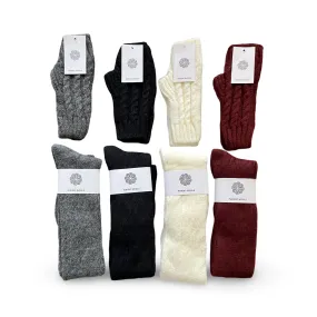 Cozy Socks & Gloves Set Cable Knit Over The Knee - Womens