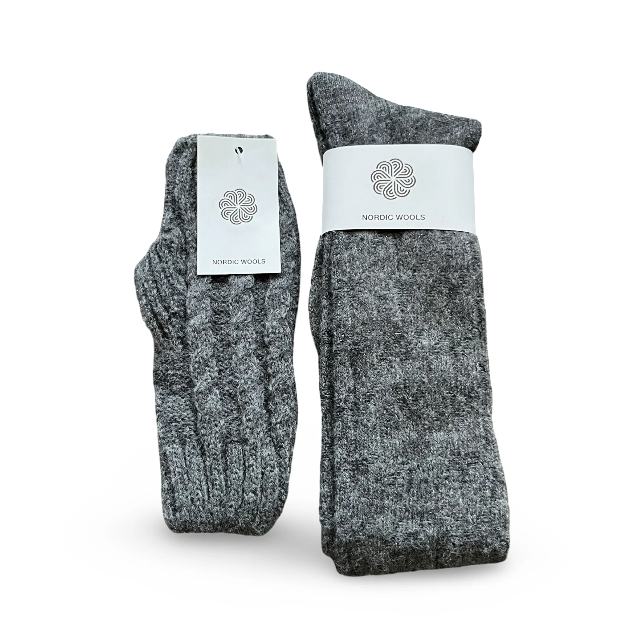 Cozy Socks & Gloves Set Cable Knit Over The Knee - Womens