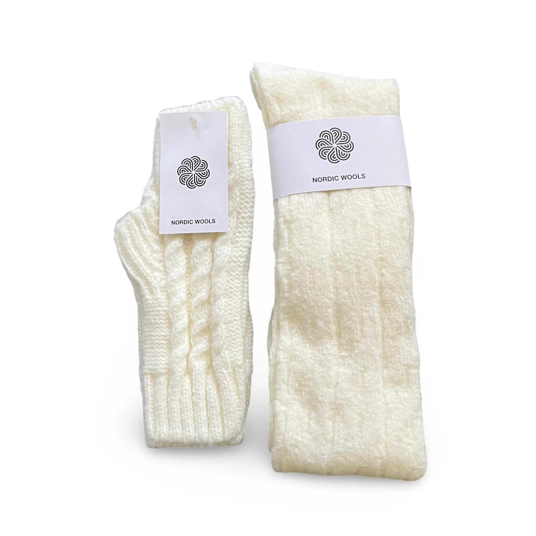 Cozy Socks & Gloves Set Cable Knit Over The Knee - Womens