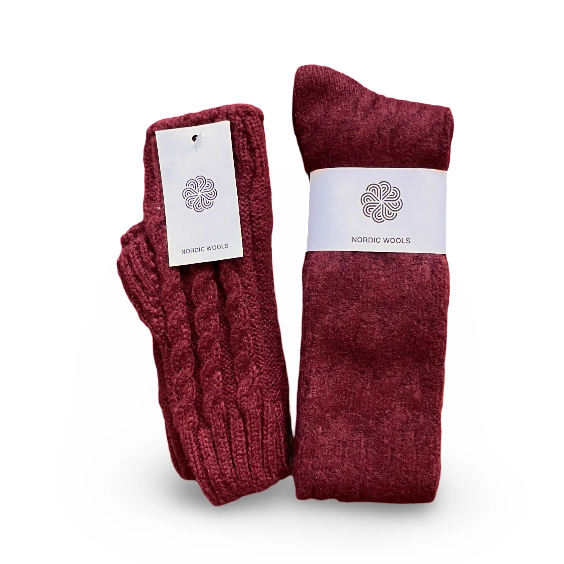 Cozy Socks & Gloves Set Cable Knit Over The Knee - Womens