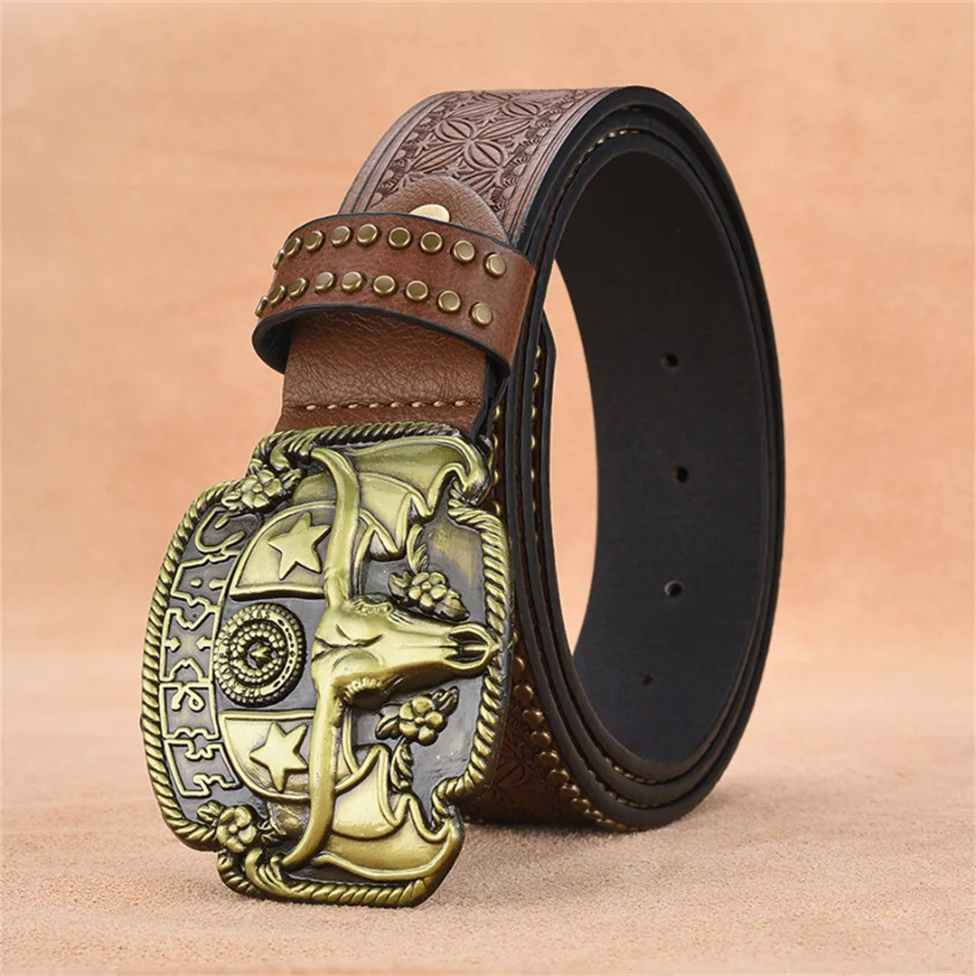 CrocLuxe Exotic Metal Buckle Ratchet Belt