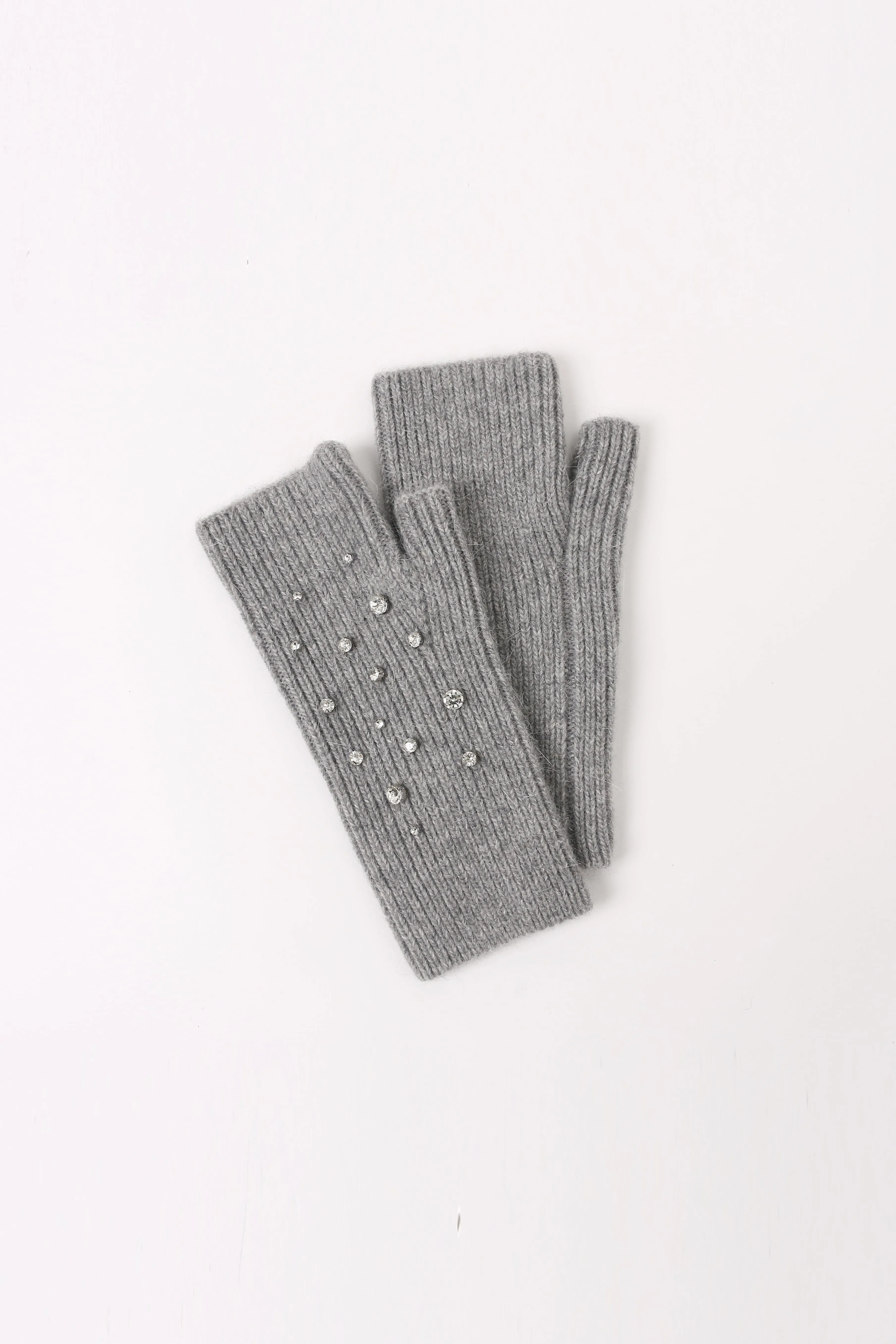 Crystal Embellished Angora Mittens