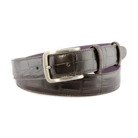 Dark brown mock alligator tail belt