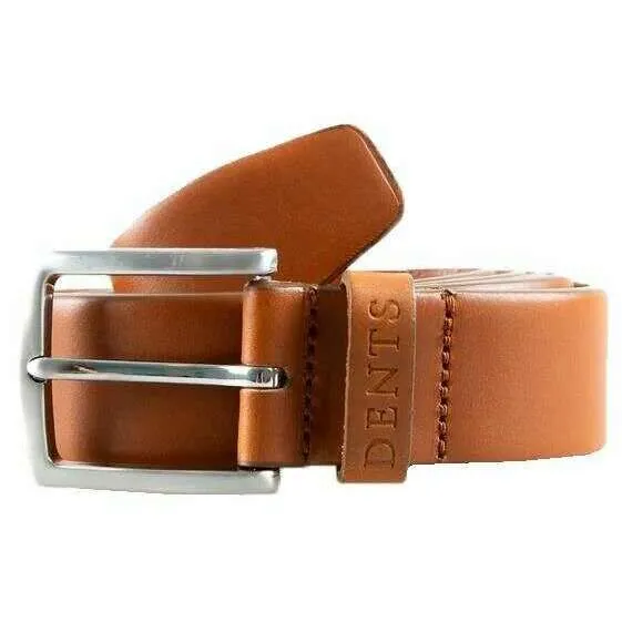 Dents Heritage Satin Nickel Buckle Full-Grain Leather Belt - Tan