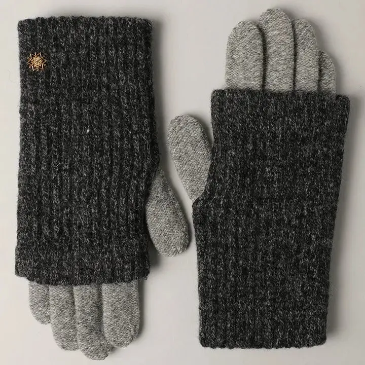 Double Layer Knit Gloves & Sherpa Mittens