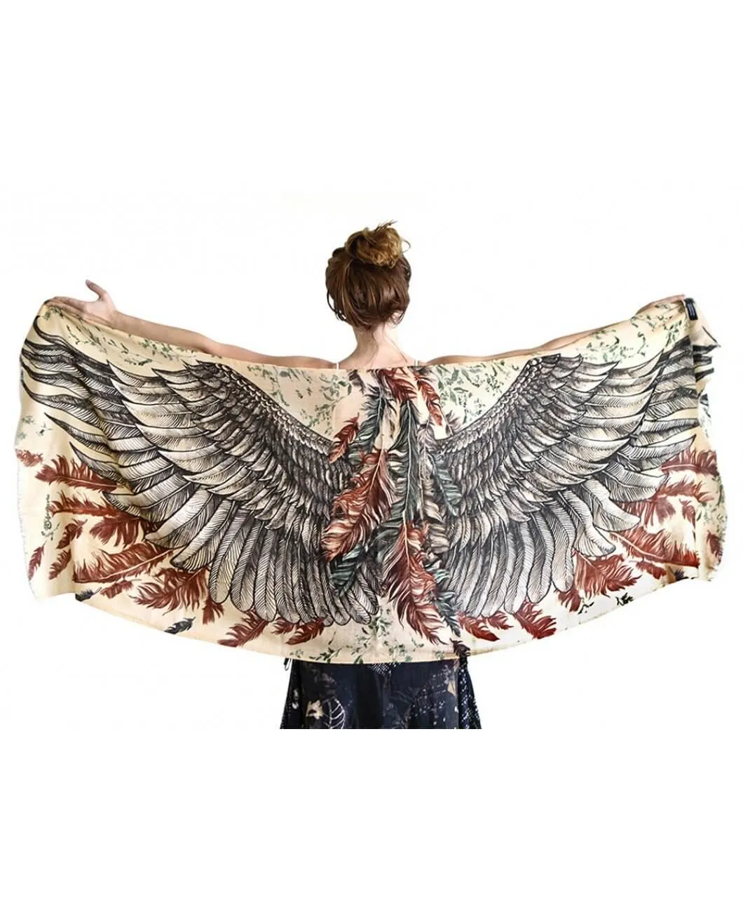 Earthy Bohemian Bird Wings Scarf