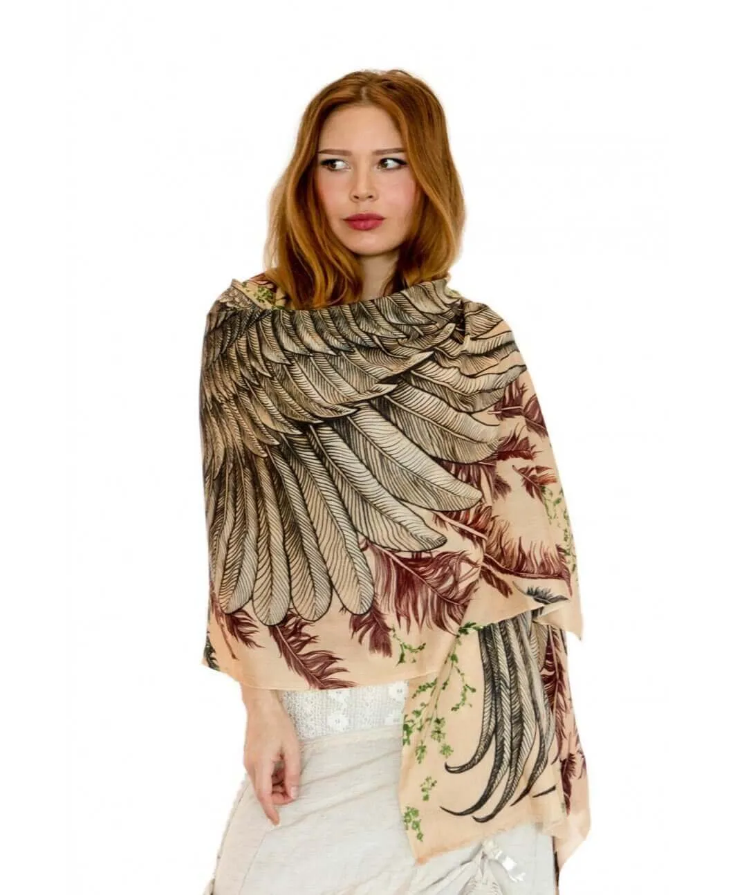 Earthy Bohemian Bird Wings Scarf