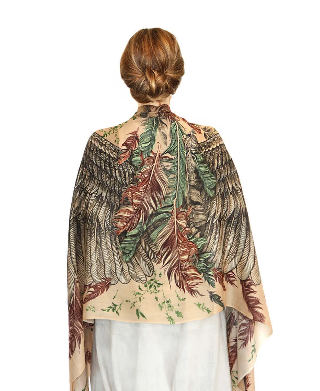 Earthy Bohemian Bird Wings Scarf