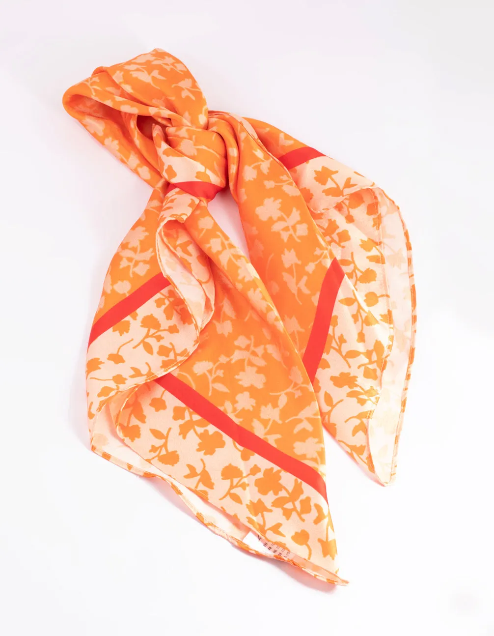 Fabric Bright Orange Floral Scarf