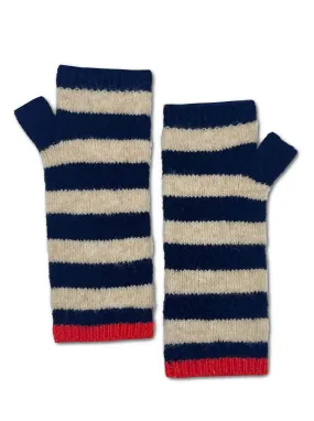 FARAH KNITTED STRIPE WRISTWARMER-NAVY