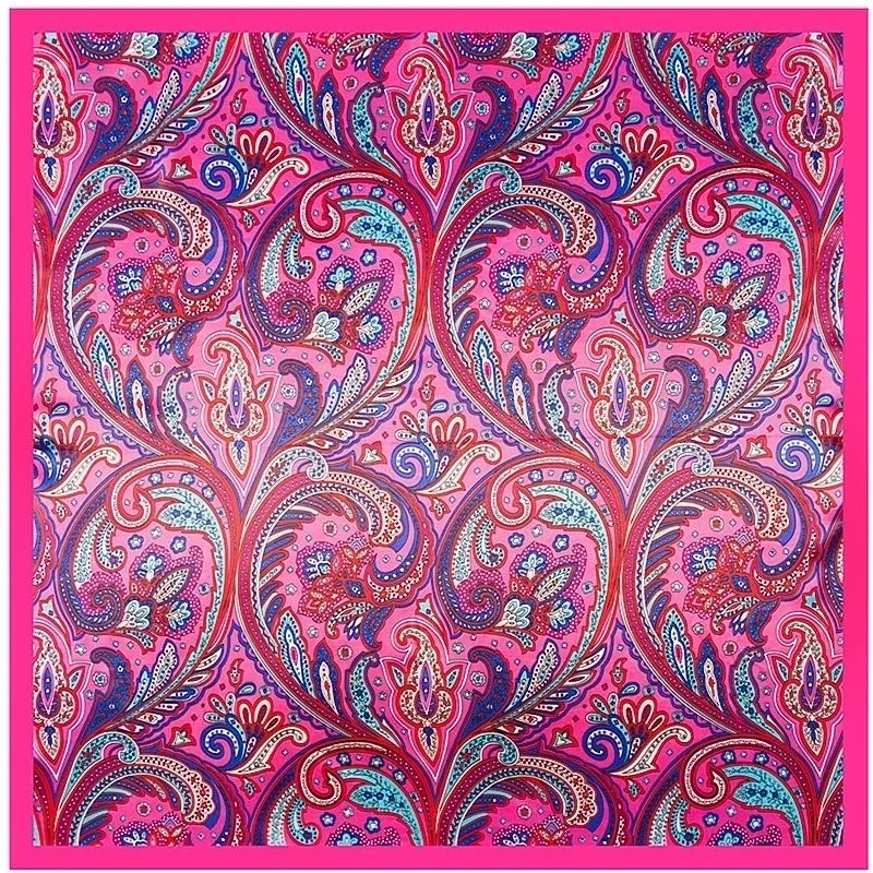 Fashion Silk Scarf Bohemian Flower Lady Simulation Silk Large Square Scarf