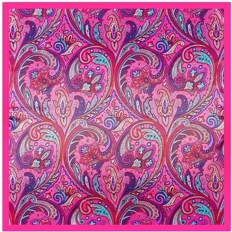 Fashion Silk Scarf Bohemian Flower Lady Simulation Silk Large Square Scarf