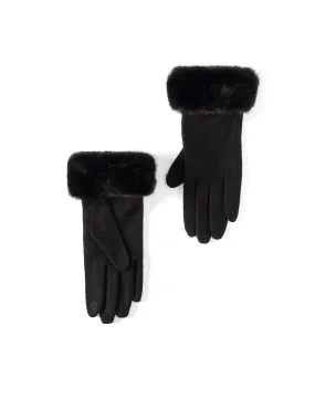 Faux-Fur Trim Wool Gloves