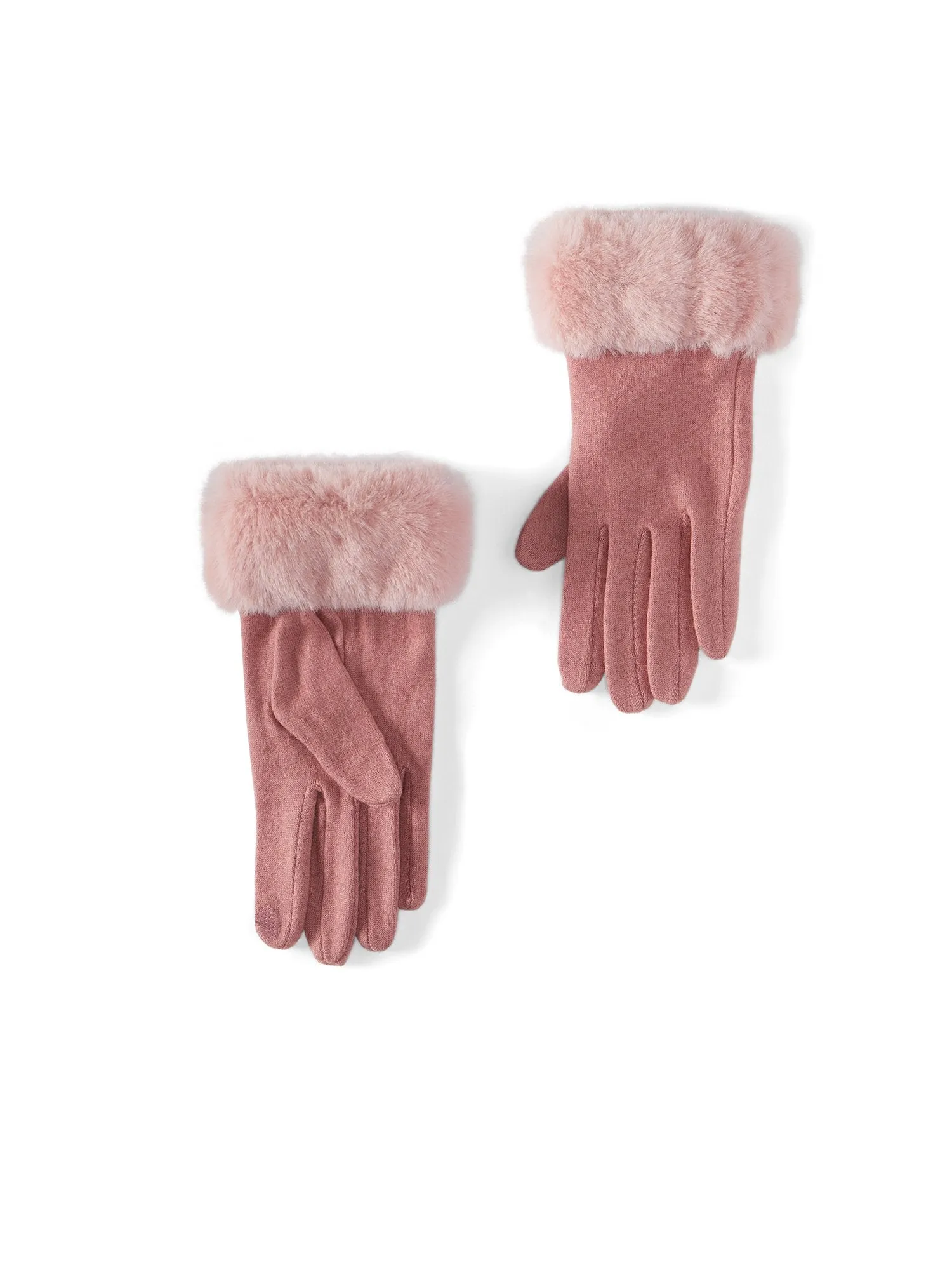 Faux-Fur Trim Wool Gloves